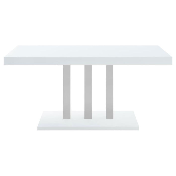 Brooklyn - Rectangular Dining Table - White High Gloss And Chrome - Simple Home Plus