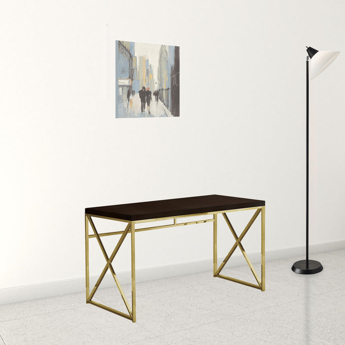 Writing Desk - Espresso And Gold