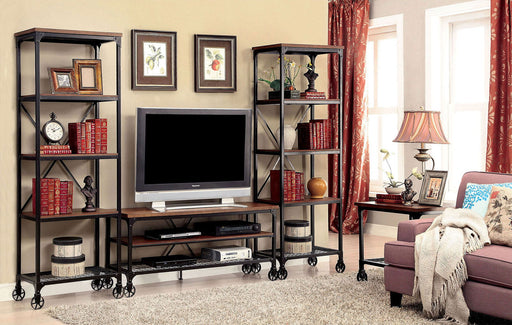 Ventura - TV Stand (Wood & Metal) - Antique Black / Medium Oak - Simple Home Plus