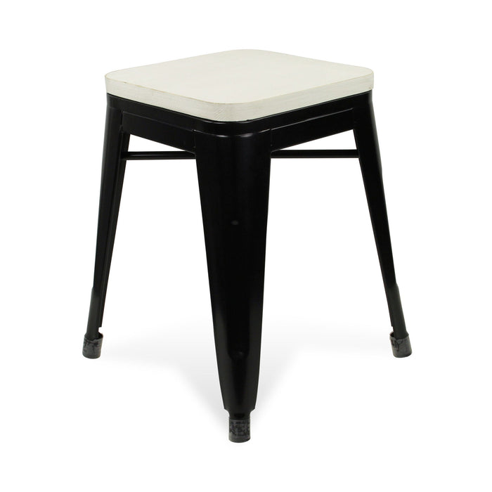 Steel Backless Bar Chair - White / Black