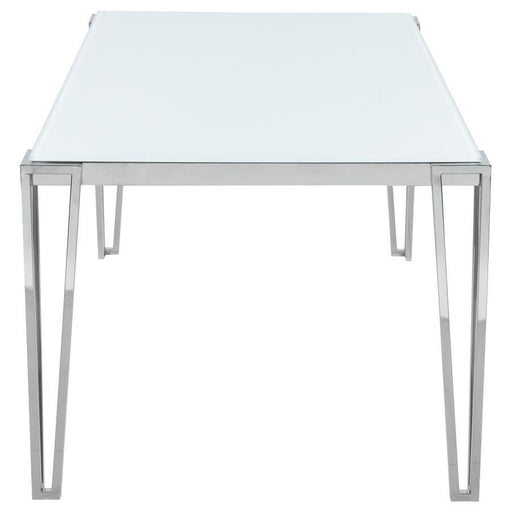 Pauline - Rectangular Dining Table With Metal Leg - White And Chrome - Simple Home Plus