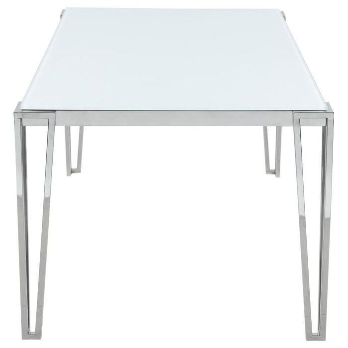 Pauline - Rectangular Dining Table With Metal Leg - White And Chrome - Simple Home Plus