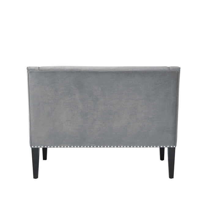 Upholstered Velvet Bench - Gray / Brown