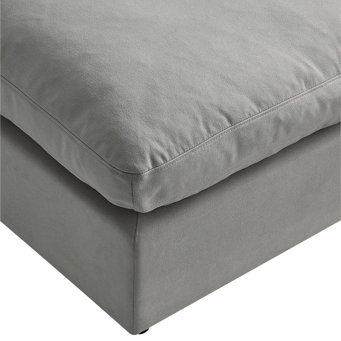 Linen Ottoman - Gray / Black