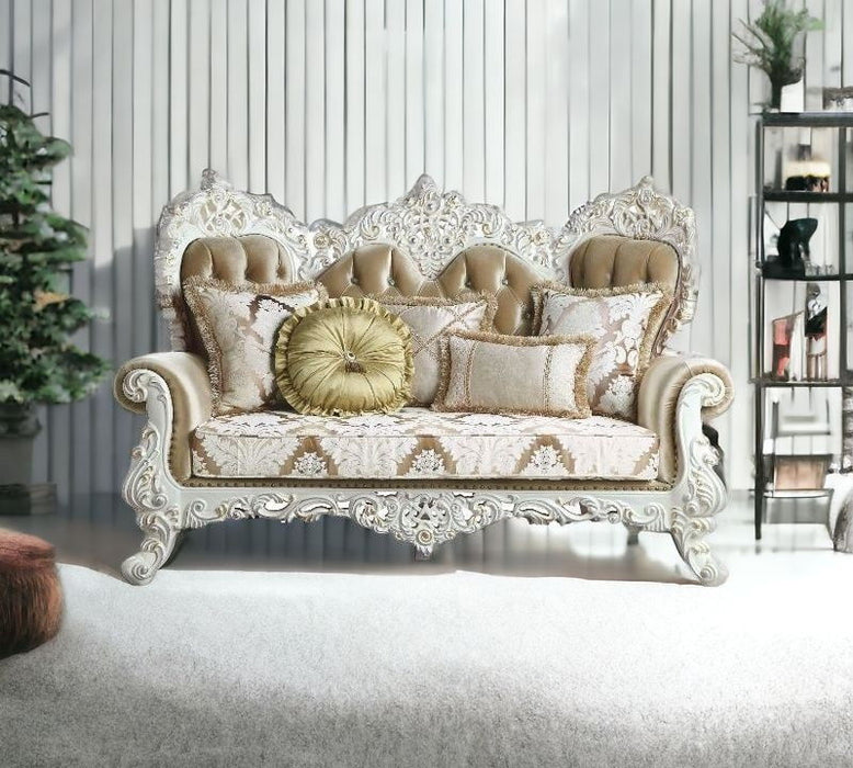 Loveseat And Toss Pillows - Brown / White