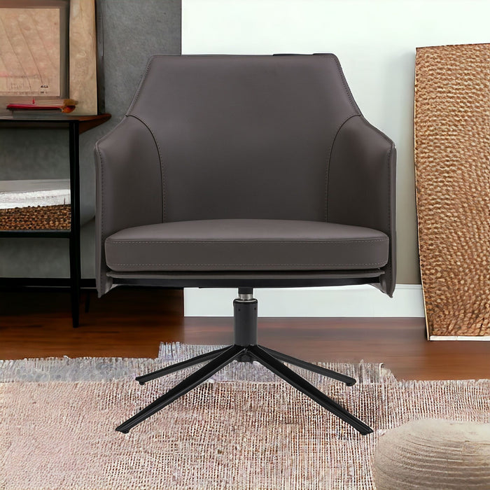 Faux Leather Swivel Lounge Chair - Gray / Black