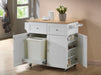 Jalen - 3-Door Kitchen Cart With Casters - Natural Brown And White - Simple Home Plus