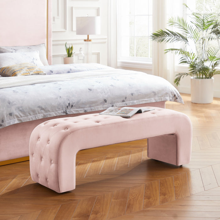 Upholstered Velvet Bench - Blush