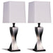 Keene - Square Shade Table Lamps (Set of 2) - White And Antique Silver - Simple Home Plus