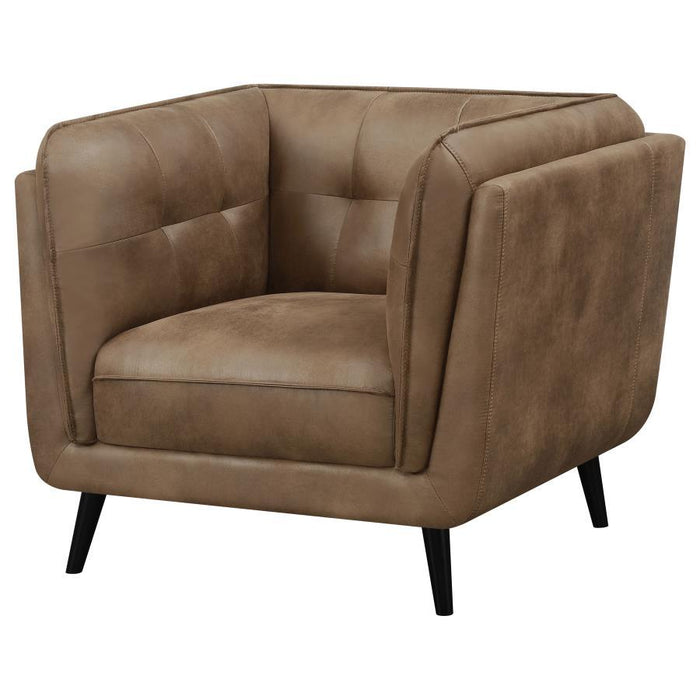 Thatcher - Upholstered Button Tufted Chair - Brown - Simple Home Plus