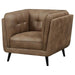 Thatcher - Upholstered Button Tufted Chair - Brown - Simple Home Plus