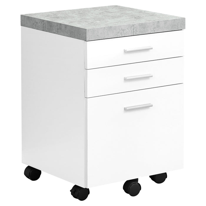 Particle Board And Filing Cabinet With 3 Drawers - White