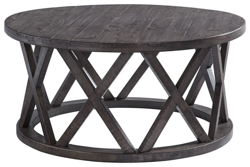 Sharzane - Grayish Brown - Round Cocktail Table - Simple Home Plus