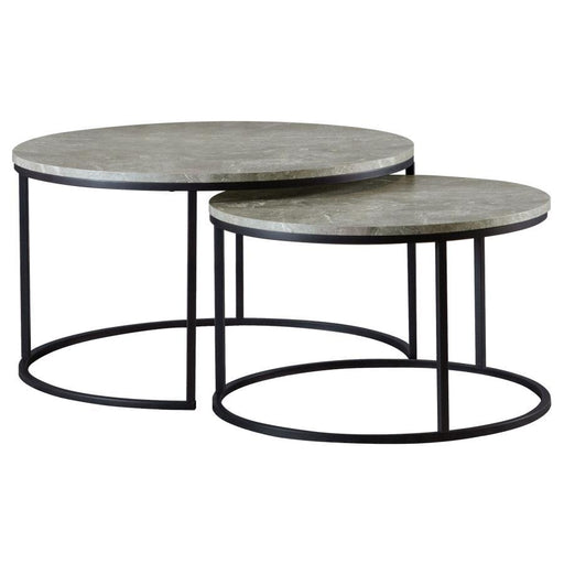 Lainey - Round 2 Piece Nesting Coffee Table - Gray And Gunmetal - Simple Home Plus