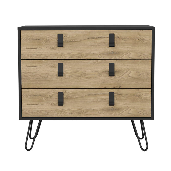 Three Drawer Dresser - Natural / Black