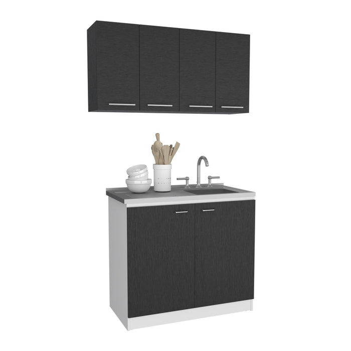 Wall Mounted Accent Cabinet With Five Shelves - Black / White