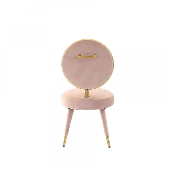 Velvet Solid Color Side Chair (Set of 2) - Pink / Gold