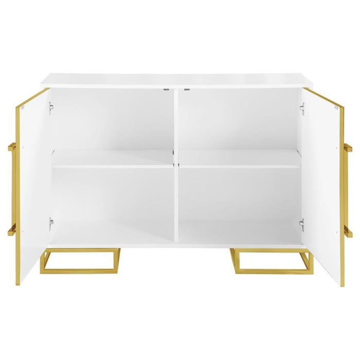 Elsa - 2-Door Accent Cabinet With Adjustable Shelves - White And Gold - Simple Home Plus