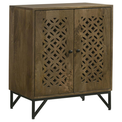 Zaria - 2-Door Wooden Accent Cabinet - Brown - Simple Home Plus