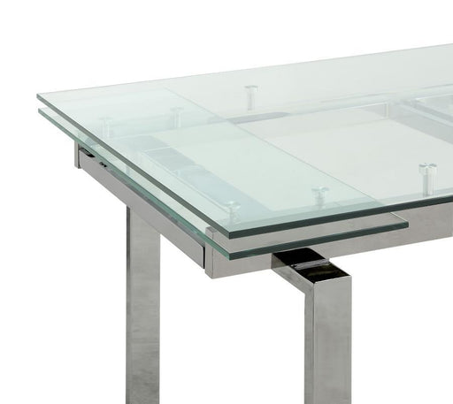 Wexford - Glass Top Dining Table With Extension Leaves - Chrome - Simple Home Plus