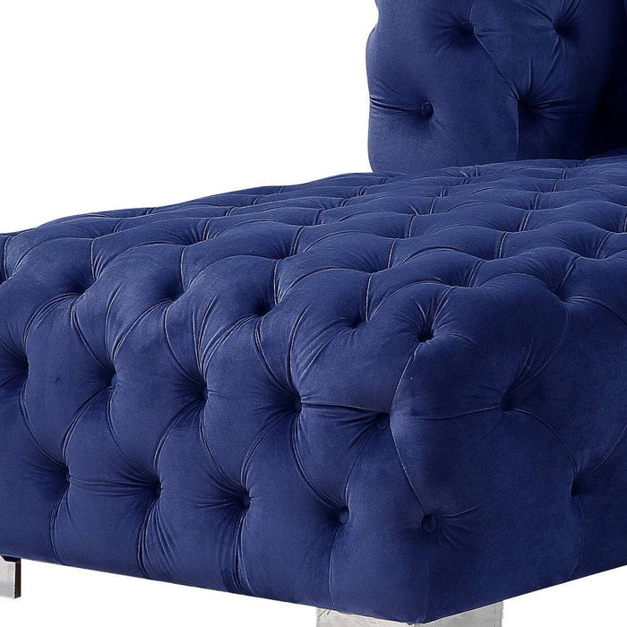 Velvet L Shaped Two Piece Sofa And Chaise Sectional And Toss Pillows - Blue