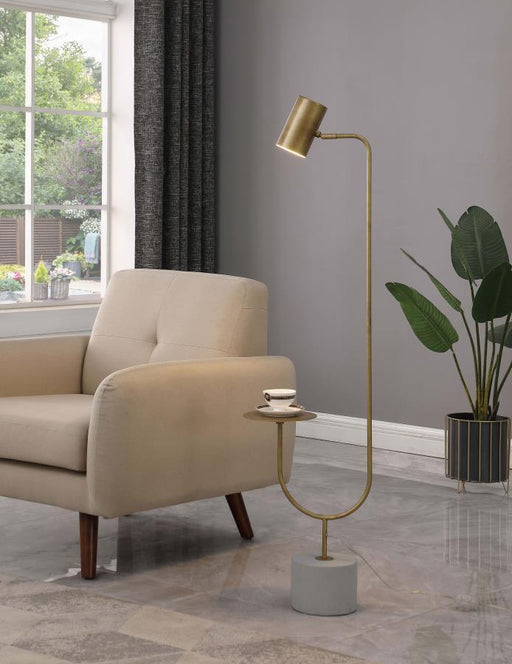 Jodie - Round Base Floor Lamp - Antique Brass And Gray - Simple Home Plus