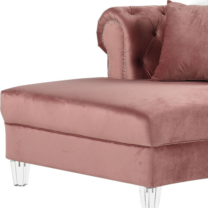 Velvet Curved Four Piece Corner Sectional - Pink