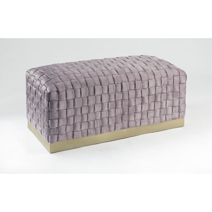 Upholstered Velvet Bench - Lilac / Gold