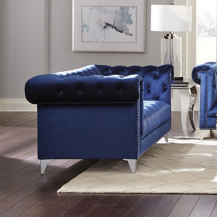 Bleker - Tufted Tuxedo Arm Loveseat - Blue - Simple Home Plus