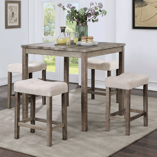 Torreon - 5 Piece Counter Height Table Set - Light Gray / Beige - Simple Home Plus