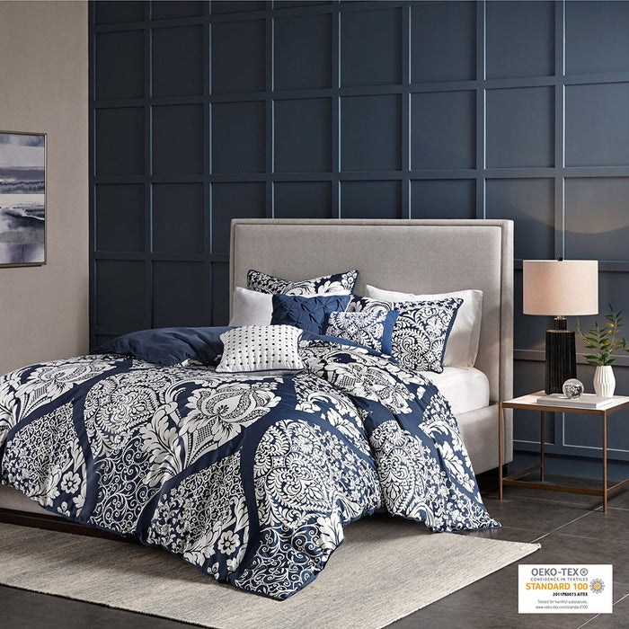 Vienna - 6 Piece Printed Duvet Cover Set - Indigo