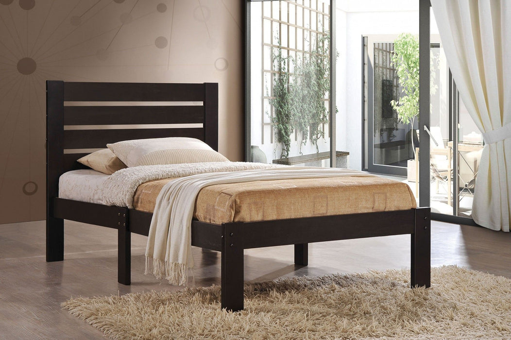 Popular Twin Size Slat Wood Bed - Brown