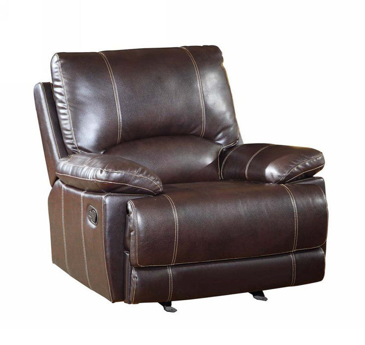 Leather Match Recliner - Brown