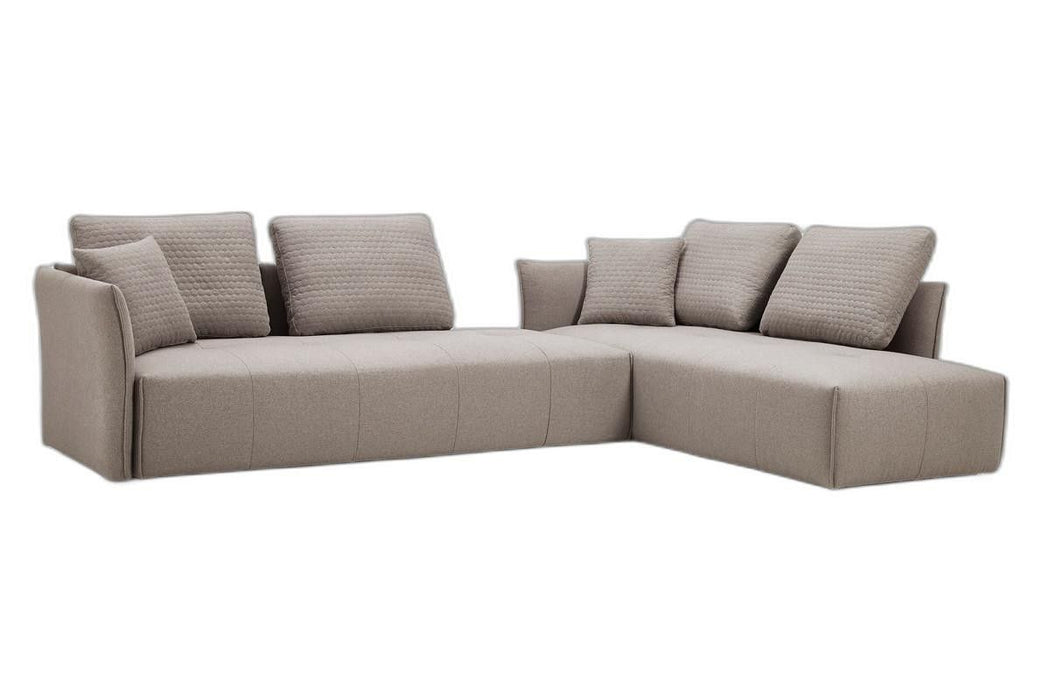 Polyester Modular L Shaped Two Piece Sofa And Chaise Sectional And Toss Pillows - Light Gray