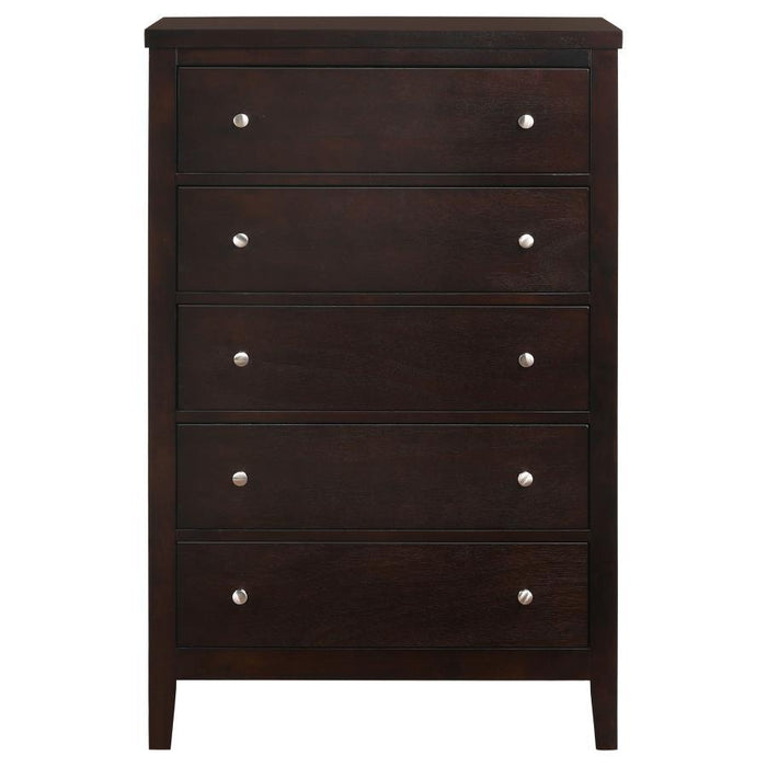 Carlton - 5-Drawer Rectangular Chest - Cappuccino - Simple Home Plus