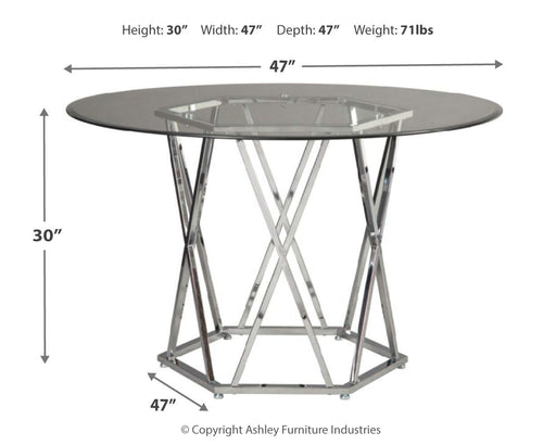 Madanere - Chrome Finish - Round Dining Room Table - Simple Home Plus