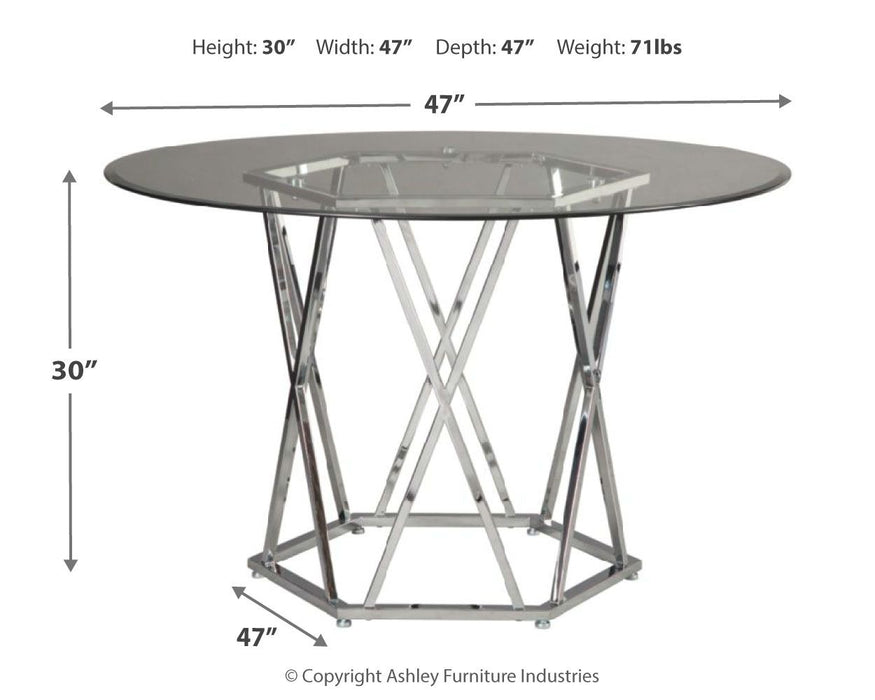 Madanere - Chrome Finish - Round Dining Room Table - Simple Home Plus