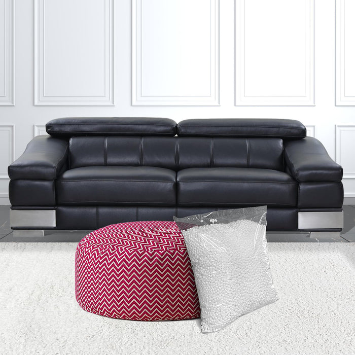 Cotton Round Chevron Pouf Cover - Pink