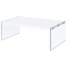 Opal - Rectangular Coffee Table With Clear Glass Legs - White High Gloss - Simple Home Plus