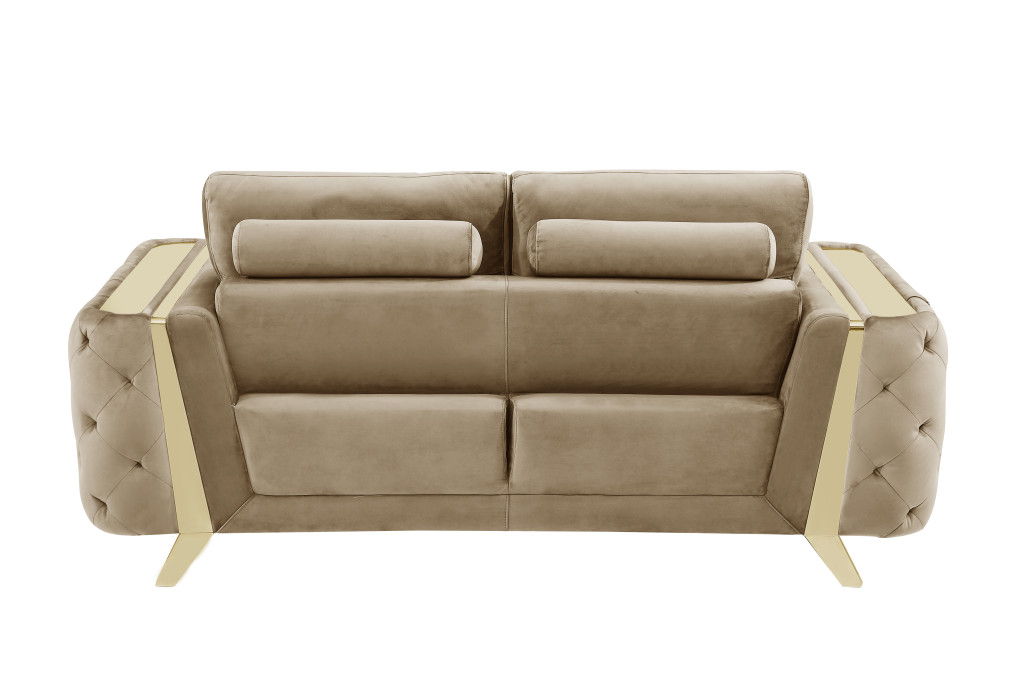 2 Piece Indoor Velvet Five Person Seating Set - Beige