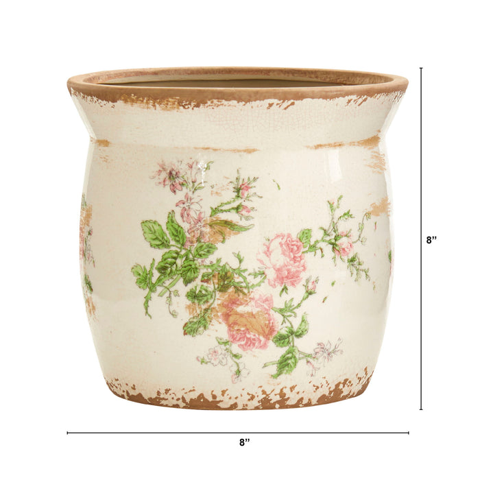 8" Tuscan Ceramic Floral Print Planter