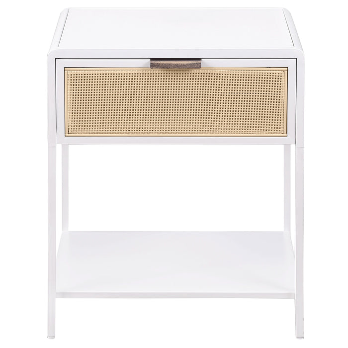 Amherst - 1-Drawer Radio Weave Rattan Metal Side Table