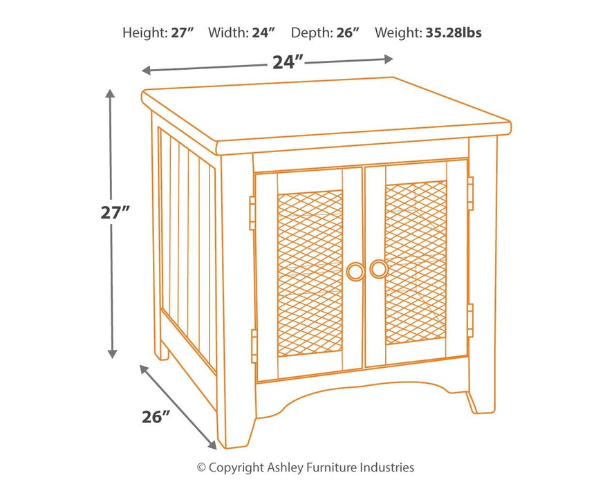 Wystfield - White / Brown - Rectangular End Table - 2 Doors - Simple Home Plus