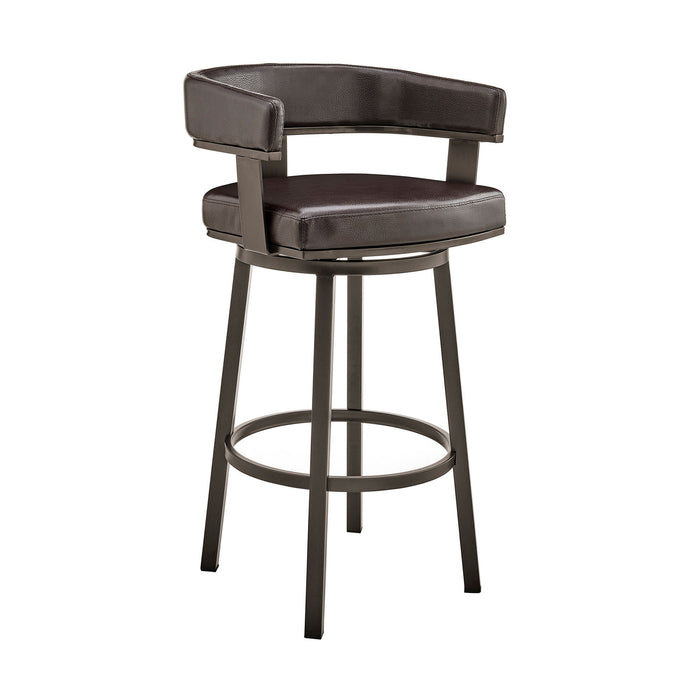 Faux Leather Swivel Low Back Bar Height Bar Chair - Chocolate And Gray