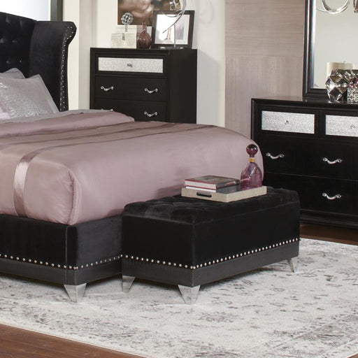 Barzini - Tufted Rectangular Trunk With Nailhead Black - Simple Home Plus