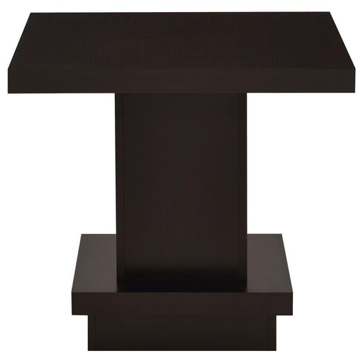 Reston - Pedestal Square End Table - Cappuccino - Simple Home Plus