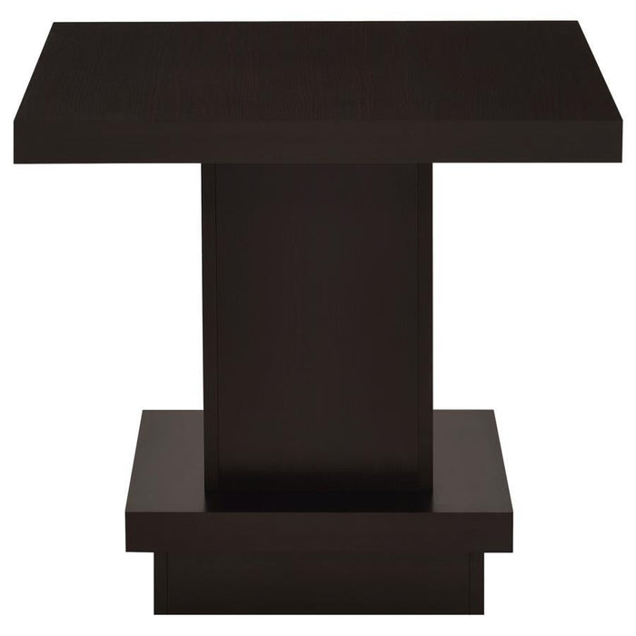 Reston - Pedestal Square End Table - Cappuccino - Simple Home Plus