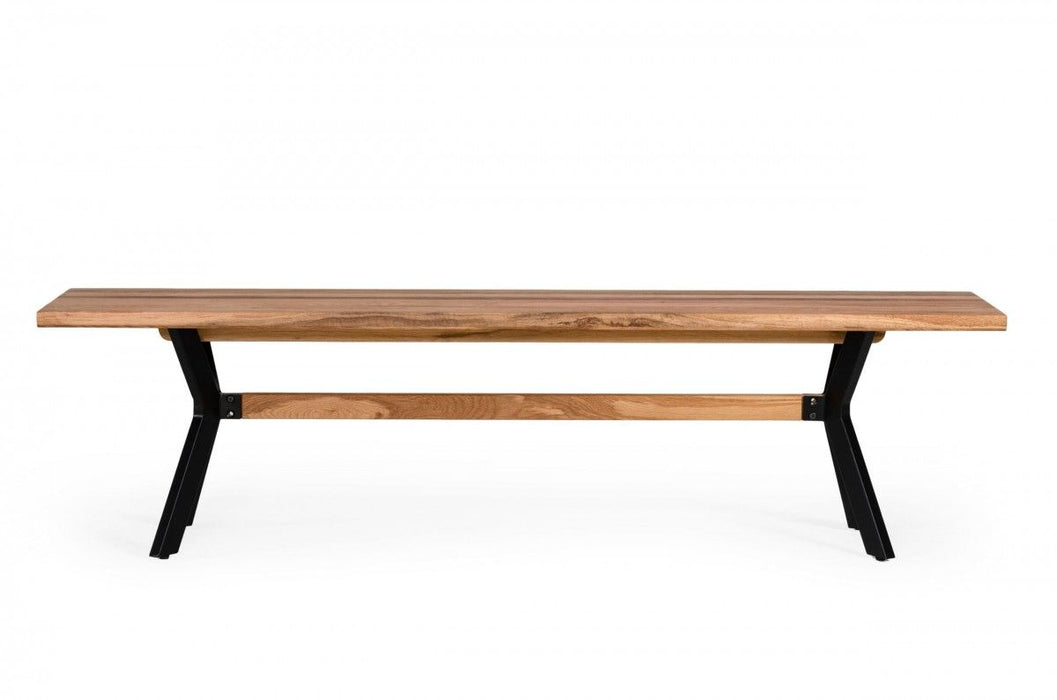 Modern Solid Bench With Black Powder Coated Metal Legs - Drift Oak