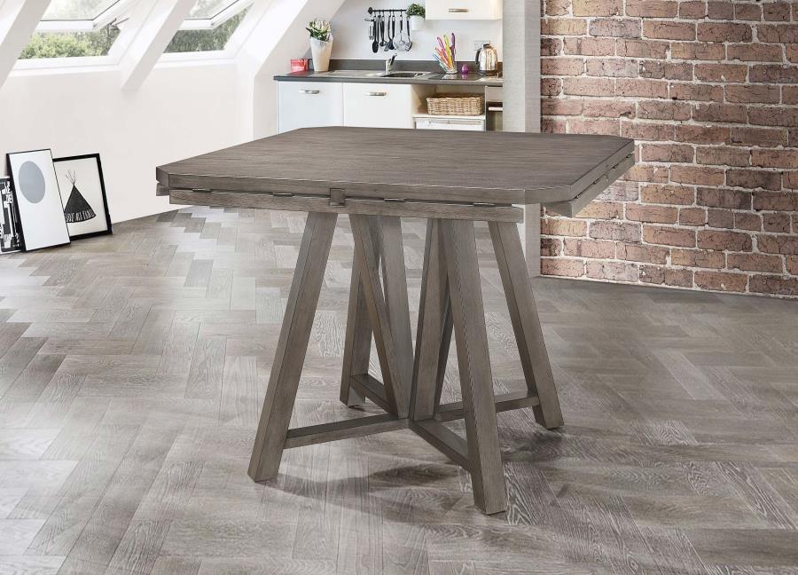 Athens - Round Counter Height Table With Drop Leaf - Barn Gray - Simple Home Plus