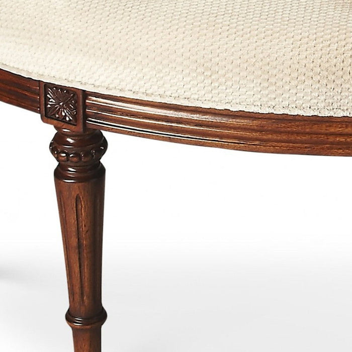 Classic Crescent Shaped Bench - Ivory / Golden Brown